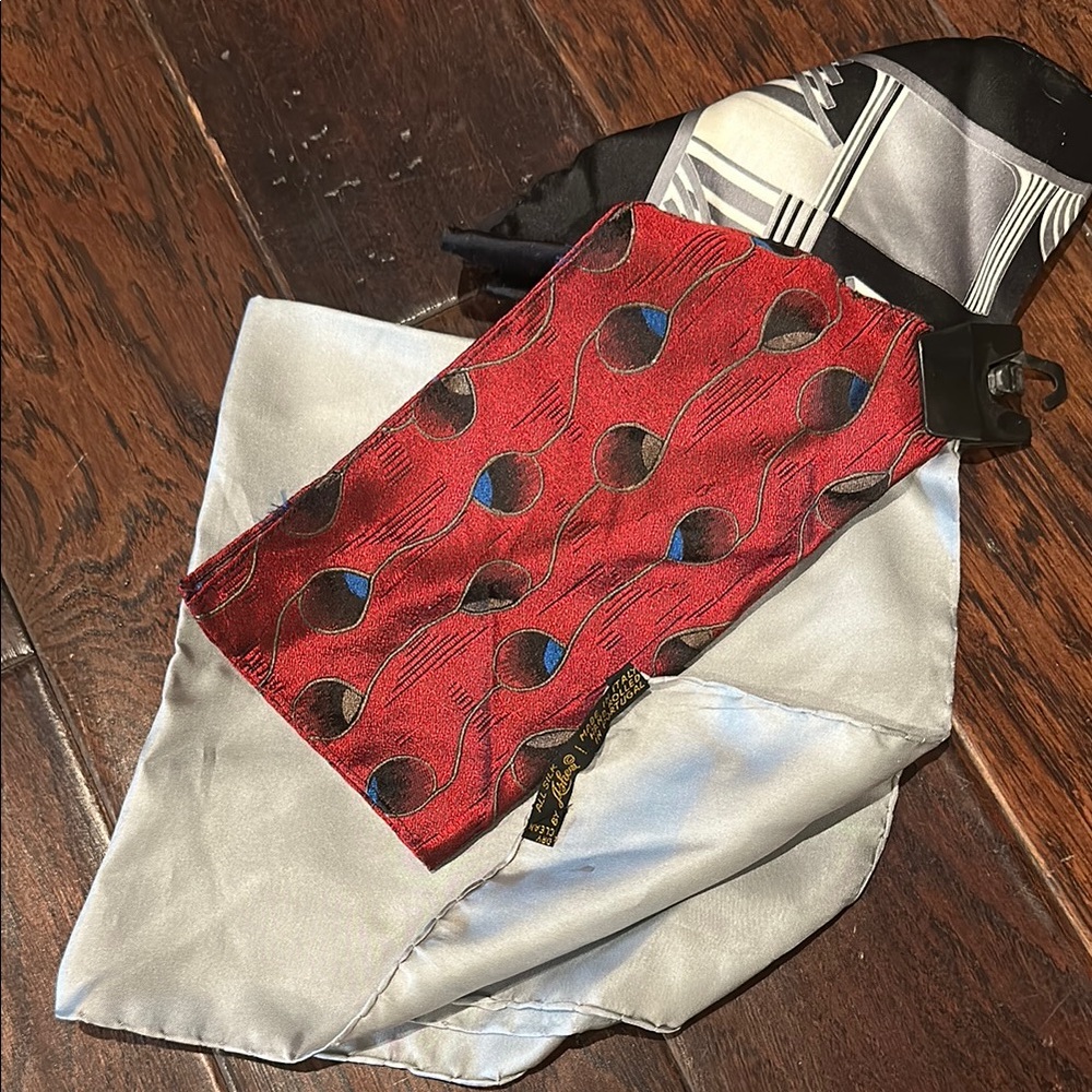 Elegant Red and Silver Pocket Square
